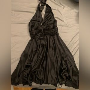 Black silky halter dress